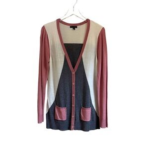 WILLI SMITH Women's Long Lightweight Colorblock Cardigan size large